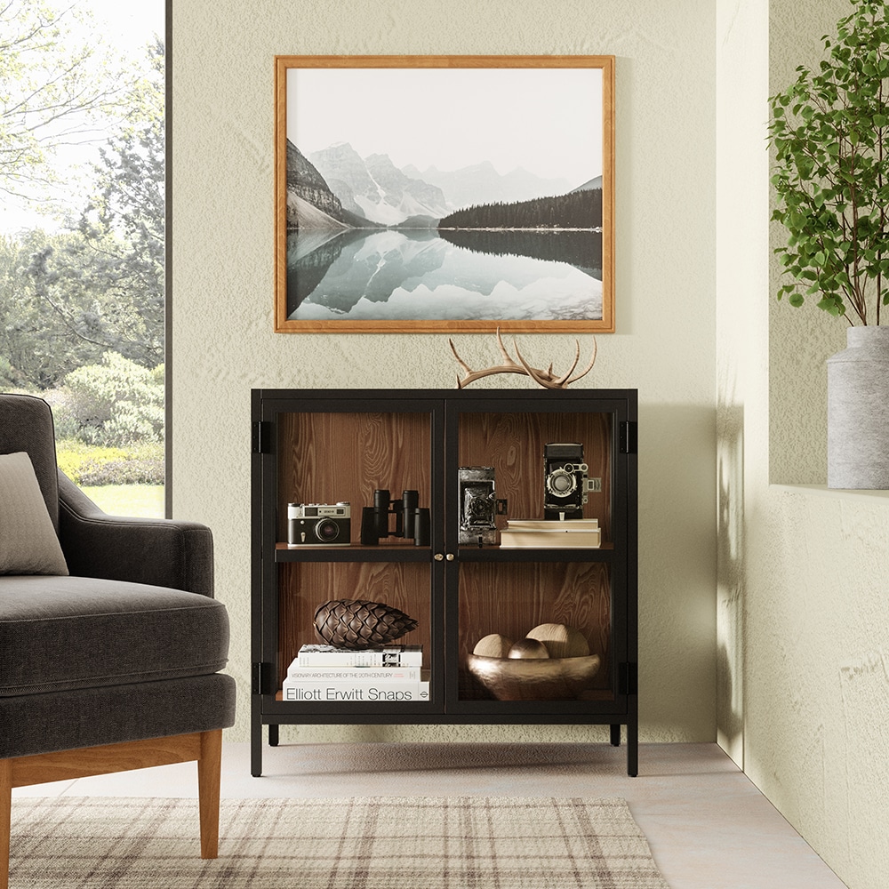 Interior Sale Store -Interior Sale Store 249.17.8568 30 Crystal Cove Glass Cabinet Black – Threshold designed with Studio McGee Scene