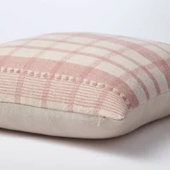Square Woven Plaid Decorative Throw Pillow Mauve/Light Beige - Threshold™ Designed With Studio McGee: Cotton Dobby, Indoor Use, Hidden Zipper -Interior Sale Store GUEST 06572299 cbd5 4e2a 9603 dfee302fabb6