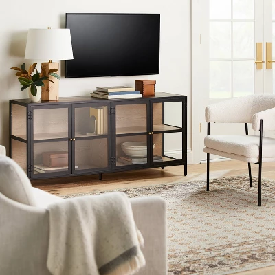 Crystal Cove Glass TV Stand For TVs Up To 59" - Threshold™ Designed With Studio McGee 3 Crystal Cove Glass TV Stand For TVs Up To 59" - Threshold™ Designed With Studio McGee