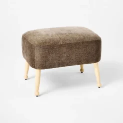 Corallina Upholstered Wooden Ottoman Natural Wood/Dark Brown - Threshold™ Designed With Studio McGee -Interior Sale Store GUEST 156e1548 ccf3 4e11 9b36 fb851796d0fd