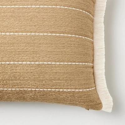 Oversized Embroidered Striped Lumbar Throw Pillow Brown - Threshold™ Designed With Studio McGee 4 Oversized Embroidered Striped Lumbar Throw Pillow Brown - Threshold™ Designed With Studio McGee - Image 2