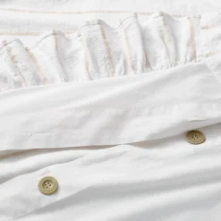 Yarn Dye Stripe With Ruffle Duvet Cover & Sham Set White/Khaki - Threshold™ With Studio McGee -Interior Sale Store GUEST 26ae6a9a 14ce 4755 ab74 fff6ecea6de3