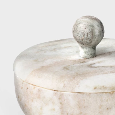 5" Round Marble Box Natural - Threshold™ Designed With Studio McGee 4 5" Round Marble Box Natural - Threshold™ Designed With Studio McGee - Image 2