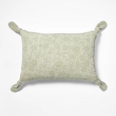 Lumbar Floral Jacquard Pillow With Corner Ties Green - Threshold Designed With Studio McGee 5 Lumbar Floral Jacquard Pillow With Corner Ties Green - Threshold Designed With Studio McGee - Image 3