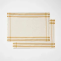2pk Basket Tan Plaid Placemats - Threshold™ Designed With Studio McGee: Cotton & Linen, Rectangle, Machine Washable -Interior Sale Store GUEST 3573fc62 2d49 4341 9830 d3e686f80f8b