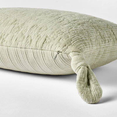 Lumbar Floral Jacquard Pillow With Corner Ties Green - Threshold Designed With Studio McGee 4 Lumbar Floral Jacquard Pillow With Corner Ties Green - Threshold Designed With Studio McGee - Image 2