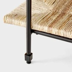 Metal And Rush Weave Top Console Table Black - Threshold™ Designed With Studio McGee: Mahogany Frame, Square Entryway Table -Interior Sale Store GUEST 3f8ac156 d6a8 49ca b6f0 3fd94dabd00e