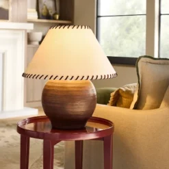 Large Earthy Table Lamp With Whipstitch Shade - Threshold™ Designed With Studio McGee