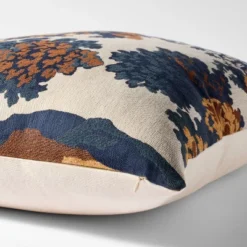Cream-Navy-Olive Jacquard Tree Pillow 24x24 - Threshold Designed With Studio McGee -Interior Sale Store GUEST 4f8ea8e0 b353 43e4 b225 8954946b8621