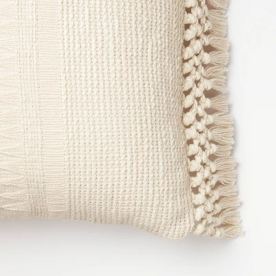 Textural Woven Throw Pillow With Trims Cream - Threshold™ Designed With Studio McGee 4 Textural Woven Throw Pillow With Trims Cream - Threshold™ Designed With Studio McGee - Image 2
