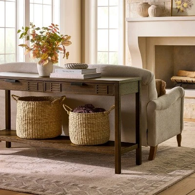 Set Of 2 Round Woven Baskets Beige - Threshold™ Designed With Studio McGee 3 Set Of 2 Round Woven Baskets Beige - Threshold™ Designed With Studio McGee