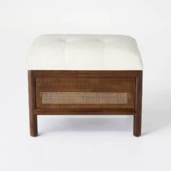 Woodspring Cane Base Ottoman Dark Walnut/Cream - Threshold™ Designed With Studio McGee -Interior Sale Store GUEST 560810e0 5e18 4812 aa7e aeefd12f9c85