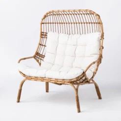 Wicker & Metal Outdoor Patio Chair, Egg Chair Natural - Threshold™ Designed With Studio McGee