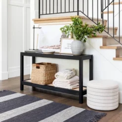 Console Table With Woven Rattan Shelf Black - Threshold™ Designed With Studio McGee -Interior Sale Store GUEST 5cacba25 9de0 4a9b 86d8 dd94f14308e1