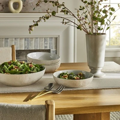 Stoneware Ceramic Round Serving Bowl Cream - Threshold™ Designed With Studio McGee: Large Scratch-Resistant Stoneware 3 Stoneware Ceramic Round Serving Bowl Cream - Threshold™ Designed With Studio McGee: Large Scratch-Resistant Stoneware