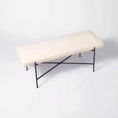 Clarkston Metal Base Upholstered Bench Cream Boucle - Threshold™ Designed With Studio McGee 5 Clarkston Metal Base Upholstered Bench Cream Boucle - Threshold™ Designed With Studio McGee - Image 3