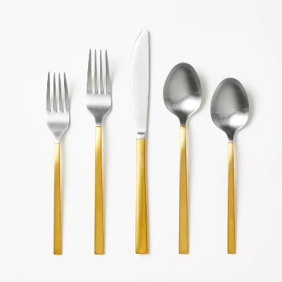 Two-Tone Kitchen Flatware Set Gold - Threshold™ Designed With Studio McGee: Dishwasher Safe, Stainless Steel, 5-Piece Set 5 Two-Tone Kitchen Flatware Set Gold - Threshold™ Designed With Studio McGee: Dishwasher Safe, Stainless Steel, 5-Piece Set - Image 3