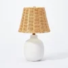 18.5"x11" Ceramic Table Lamp With Rattan Shade White - Threshold™ Designed With Studio McGee: Nightstand Wicker Lighting