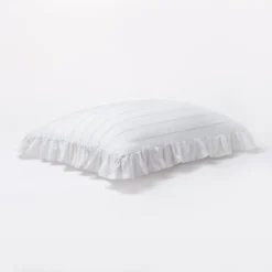 Yarn Dye Stripe With Ruffle Duvet Cover & Sham Set White/Khaki - Threshold™ With Studio McGee -Interior Sale Store GUEST 8d00d53c 8e68 431e 915c b14decd735d9