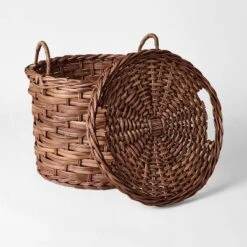 Round Chunky Straight Rattan Basket Dark Brown - Threshold™ Designed With Studio McGee -Interior Sale Store GUEST 9065f204 cc65 411c bfd3 12faea08d503