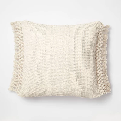 Textural Woven Throw Pillow With Trims Cream - Threshold™ Designed With Studio McGee 8 Textural Woven Throw Pillow With Trims Cream - Threshold™ Designed With Studio McGee - Image 6