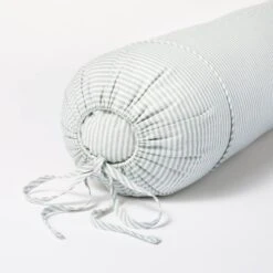 Oversized Bolster Woven Striped With Piping Cylinder Throw Pillow White/Light Teal Green - Threshold™ Designed With Studio McGee: Cotton Fabric -Interior Sale Store GUEST a67d3954 d411 44d1 95cf 3adbdfa7516b