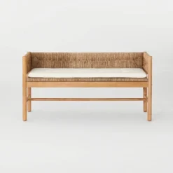 Elden Wood Bench With Woven Back And Loose Cushion Seat - Threshold™ Designed With Studio McGee -Interior Sale Store GUEST ac5cda38 2527 47e4 9bd6 bc9e470974cb