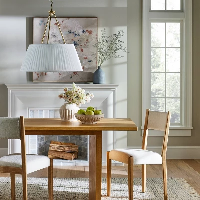 Pendant With Pleated Shade Ceiling Light White - Threshold™ Designed With Studio McGee: Elegant Iron & Cotton Fixture, UL Listed 4 Pendant With Pleated Shade Ceiling Light White - Threshold™ Designed With Studio McGee: Elegant Iron & Cotton Fixture, UL Listed - Image 2