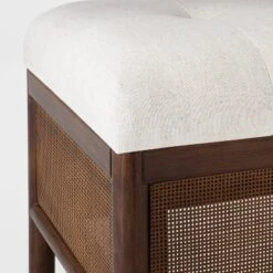 Woodspring Cane Base Ottoman Dark Walnut/Cream - Threshold™ Designed With Studio McGee -Interior Sale Store GUEST c06cc57d 990c 4ff7 b6b4 7525dd6c0d41