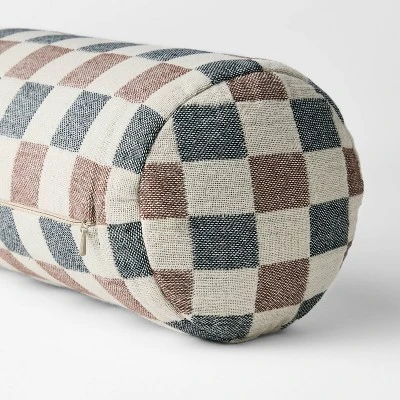 Bolster Woven Check Pillow Neutral/Navy/Burgundy - Threshold™ Designed With Studio McGee 5 Bolster Woven Check Pillow Neutral/Navy/Burgundy - Threshold™ Designed With Studio McGee - Image 3