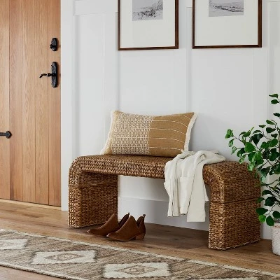 Oversized Embroidered Striped Lumbar Throw Pillow Brown - Threshold™ Designed With Studio McGee 3 Oversized Embroidered Striped Lumbar Throw Pillow Brown - Threshold™ Designed With Studio McGee