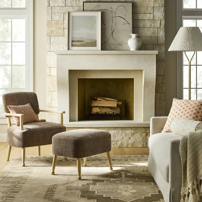 Corallina Upholstered Wooden Accent Chair Brown - Threshold™ Designed With Studio McGee 3 Corallina Upholstered Wooden Accent Chair Brown - Threshold™ Designed With Studio McGee