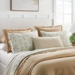 Decorative Border Cotton Slub Print Quilt Sham Light Teal Green – Threshold™ Designed With Studio McGee