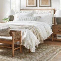Yarn Dye Stripe With Ruffle Duvet Cover & Sham Set White/Khaki - Threshold™ With Studio McGee -Interior Sale Store GUEST d9f3ef17 bb74 4a71 aa75 81d605cb2f38