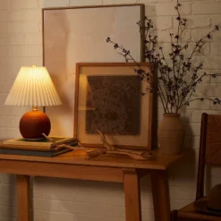 Oval Table Lamp With Pleated Shade (Includes LED Light Bulb) Red - Threshold™ Designed With Studio McGee -Interior Sale Store GUEST df42b73d b4e1 4433 bf2a 9634b6db3aab