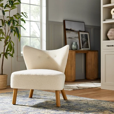 Sculpted Faux Shearling Accent Chair Cream - Threshold™ Designed With Studio McGee 3 Sculpted Faux Shearling Accent Chair Cream - Threshold™ Designed With Studio McGee