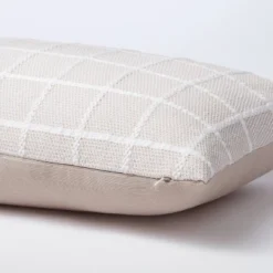 Oblong Woven Grid Decorative Throw Pillow Light Beige - Threshold™ Designed With Studio McGee: Cotton Ribbed, Indoor Rectangle Cushion -Interior Sale Store GUEST e0a5a835 1d1f 44e1 8c33 7751ce5df7fc