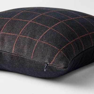 Square Woven Grid Pillow Navy/Burgundy - Threshold™ Designed With Studio McGee 5 Square Woven Grid Pillow Navy/Burgundy - Threshold™ Designed With Studio McGee - Image 3