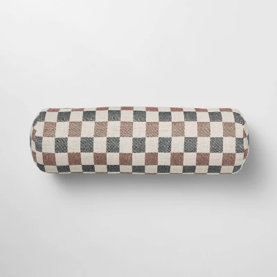 Bolster Woven Check Pillow Neutral/Navy/Burgundy - Threshold™ Designed With Studio McGee 6 Bolster Woven Check Pillow Neutral/Navy/Burgundy - Threshold™ Designed With Studio McGee - Image 4