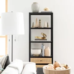 Console Table With Woven Rattan Shelf Black - Threshold™ Designed With Studio McGee -Interior Sale Store GUEST f71b8141 512b 4383 9135 4f0d694163bd